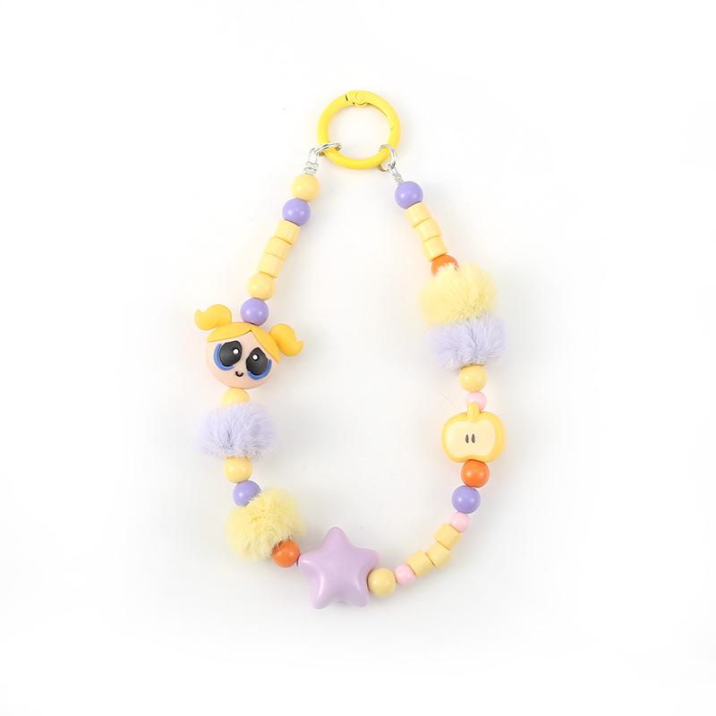 Flying Police Officer Doll Keychain with Bead Pom-Pom - Handmade and Cute Pendant for Bags or Phones