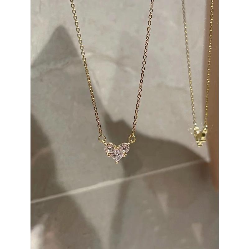 Women Fashion Luxury Zircon Inlaid Heart Pendant Clavicle Chain Necklace
