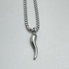 Italian Horn Necklace Corn God Pendant, Stainless Steel Jewelry Gem Gift