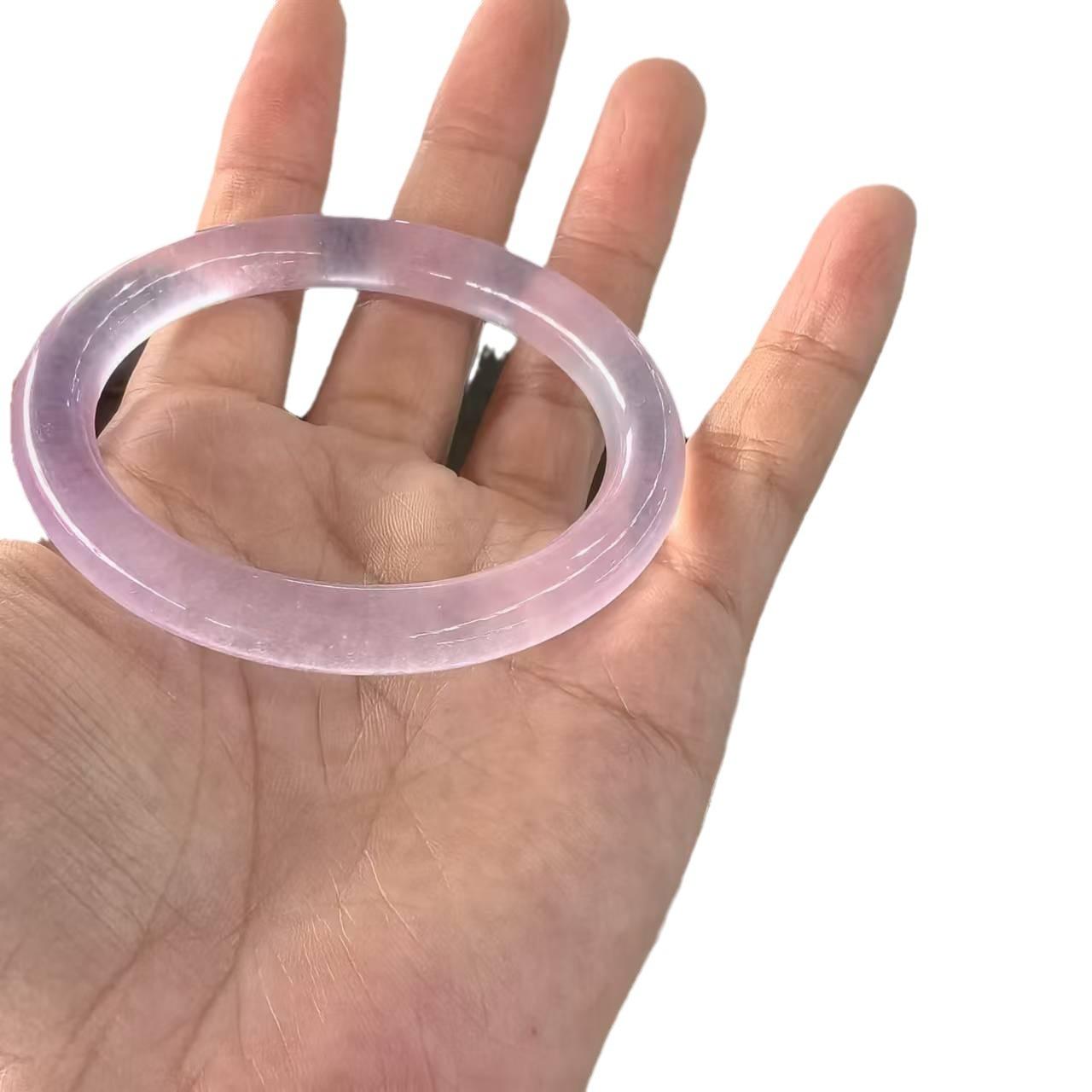 

Браслет из натурального фиолетового нефрита, модный браслет с изумрудом, женский подарок 54mm