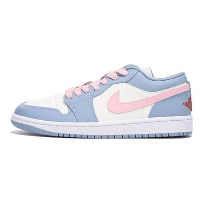 Air Jordan 1 Slip Resistant Abrasion Resistant Low Top Vintage Basketball Shoes Women's White Blue DC0774-164(Team59-SBOX)
