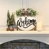 Welcome Sign Front Door Decorations,Round Wood Wreath Wall Hangings Decors for Outdoor Indoor,Home,Farmhouses ,Porch