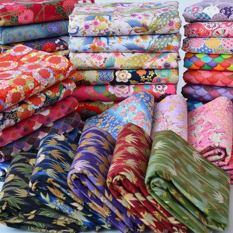 Breiter 140cm Baumwoll-Japanischer Stil Bronzefarbener Jacquard-Satin-Stoff für Cheongsam Kimono Nähen DIY Tasche Handgefertigter Patchwork-Stoff