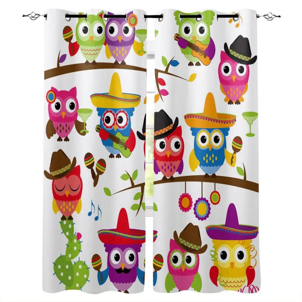 Cartoon Forest Animal Tree Fox Bear Rabbit Child Window Curtains Curtains for Living Room Decorative Items Living Room 2Panels