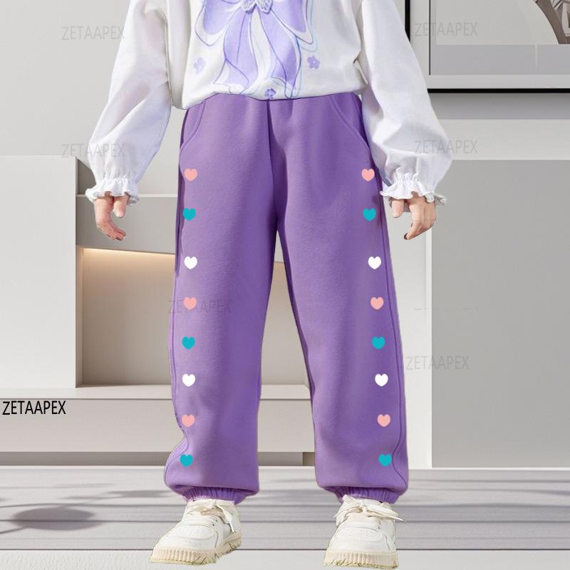 Plus Size Girls' Winter Fleece-Lined Loose Sports Pants