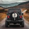 Samurai Sword Moon Tire Cover Polyester Fiber Spare Wheel Protector for SUV Off-Road Vehicle
