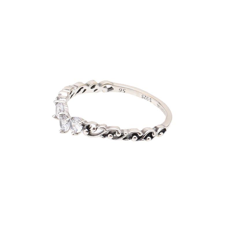 Silver-Plated Whorl Crown Ring - Swirl Design European & American Fashion, Valentine's Day Gift for Her