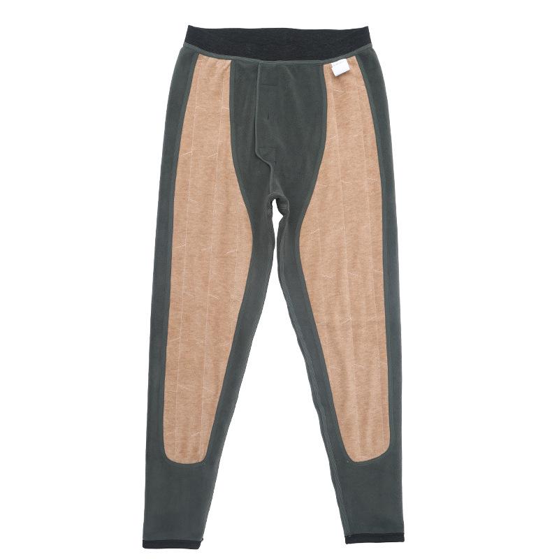 Men's Wool Camel Hair Long Leg Warmers with Knee Pads, Thickened Plus Velvet Cotton Layer, Women's Black Base Layer Pants for Autumn