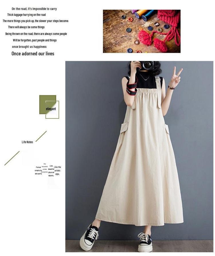 Korean Style Plus Size Overalls Dress Sleek Summer Spaghetti Strap