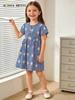 Summer 2026 Girls' Short-Sleeve European & American Style Printed Princess Dress