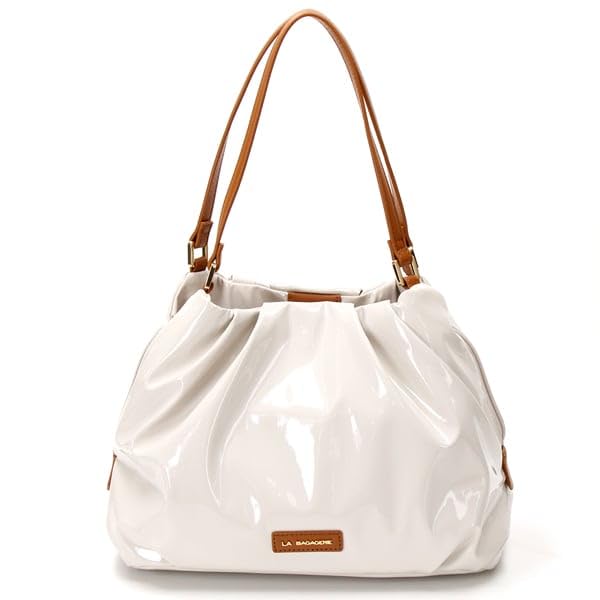 

Labagagerie Soft Enamel Ivory 2-Way Handbag, Medium, B009402, (33)