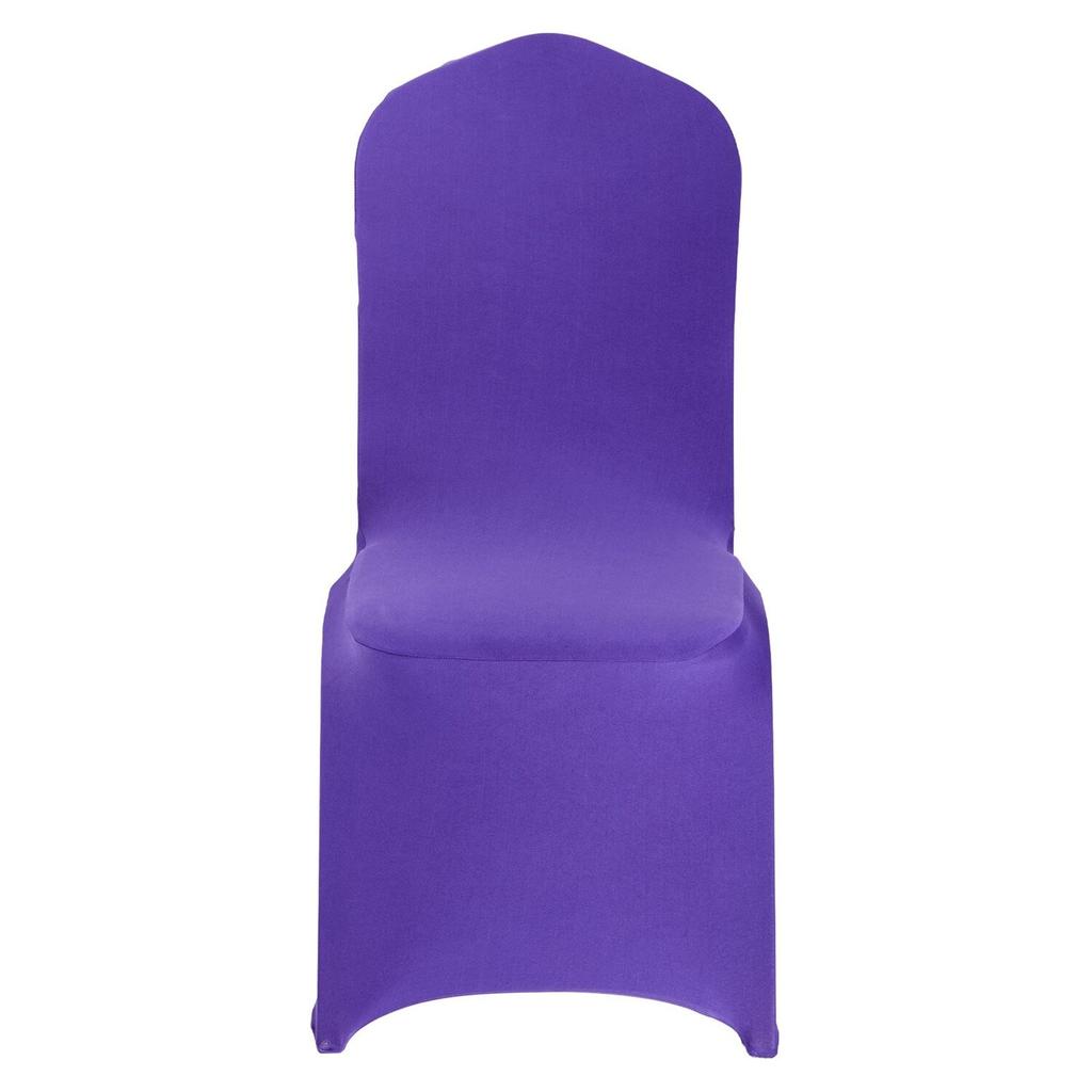 50 Stück Lila Stuhlbezüge, Polyester-Spandex Stuhlbezug, Dehnbare Überwürfe für Hochzeitsfeier Esszimmerbankett Stühle mit flacher Front, Passt auf Stuhl