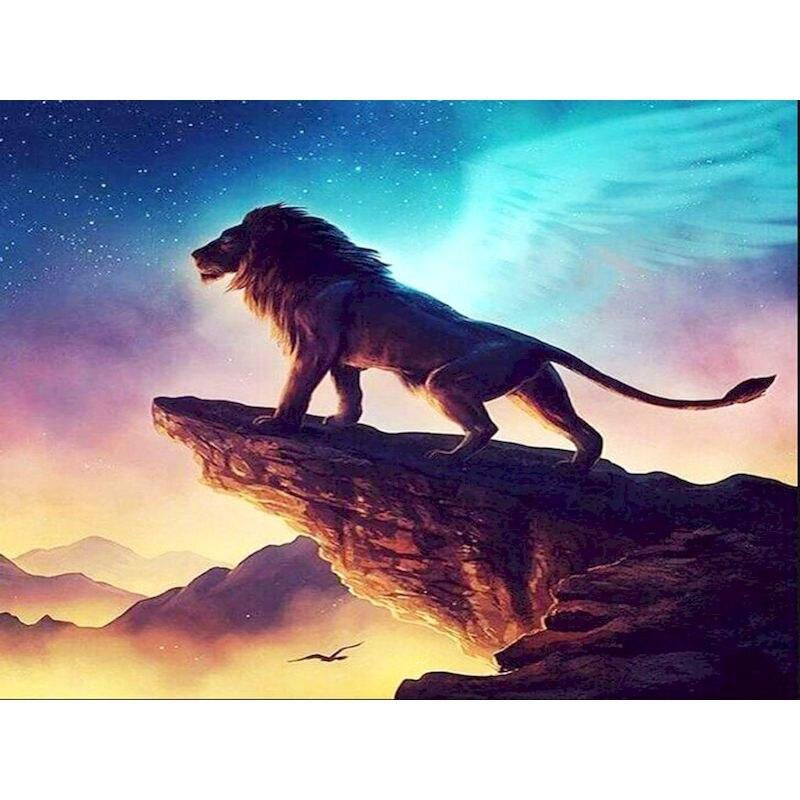 5D diamantová malba Lion Tiger Plné Kulaté Diamantové vyšívání Zvířátka Diy Barevný křížkový steh z kamínků Mozaika Umění