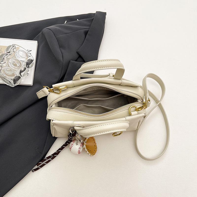 Retro Korean-Style Solid Color Boston Handbag - Women's Single Shoulder Crossbody Bag