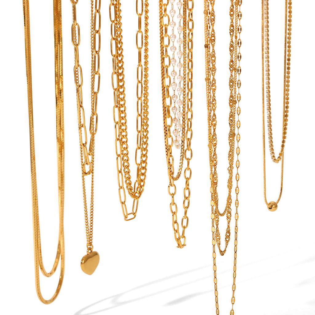 Light Luxury 18K Gold Plated Multi-Layer Stainless Steel Necklace, High-End Titanium Steel Jewelry, Non-Fading Neck Chain