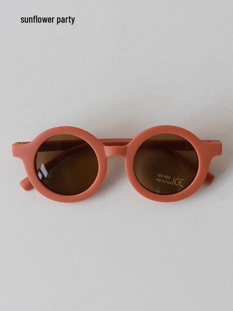 Korean Kids  Round Frame Retro Matte Sunglasses – Baby Street Style Photo Props