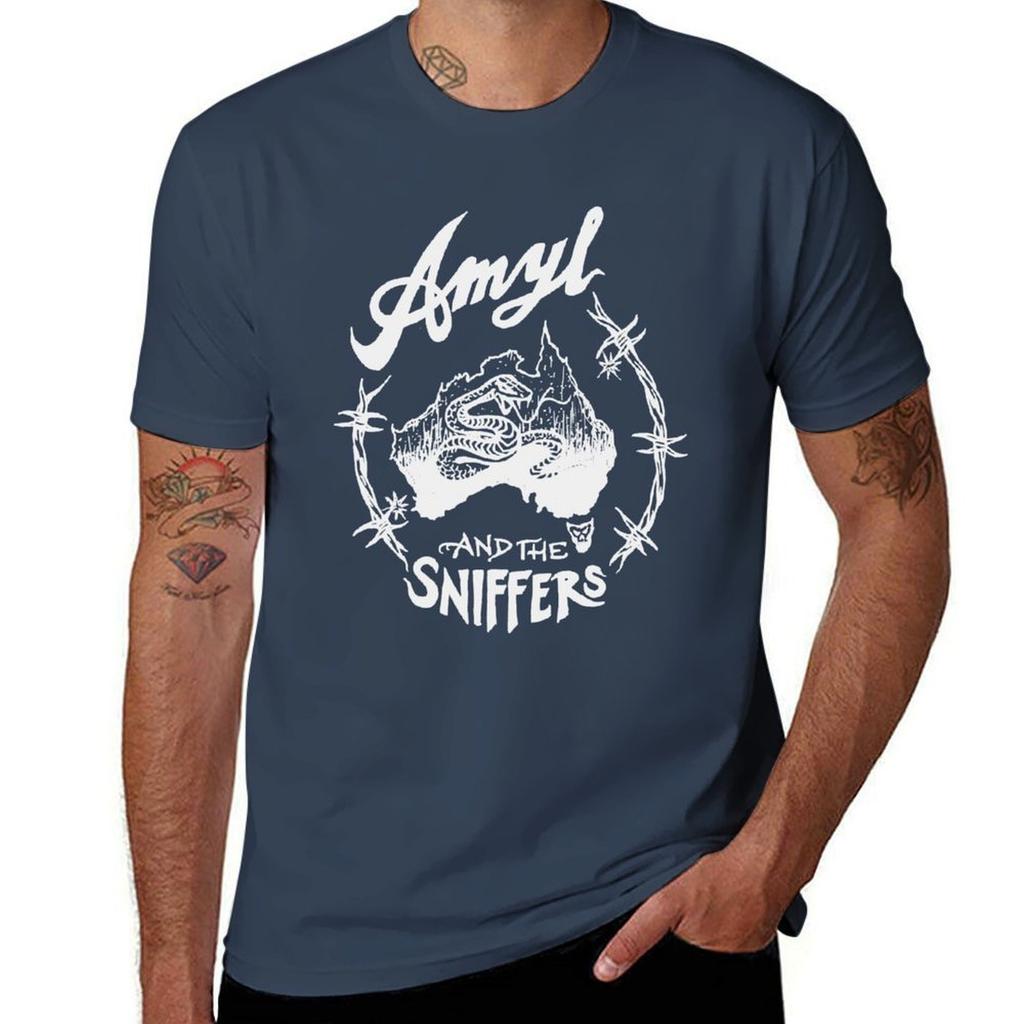 AMYL AND THE SNIFFERS T-Shirt, Herren-T-Shirt, lässiges, lustiges Baumwoll-T-Shirt
