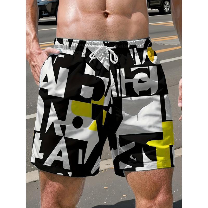 Men's Quick-Drying Geometric Print Swim Trunks