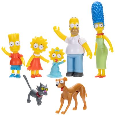 Дісней Сімпсони Action Figure Family Multipack Scale Figures Includes Little and Snowball II 2.5" Homer, Marge, Bart, Lisa, Maggie, Santa's Helper,