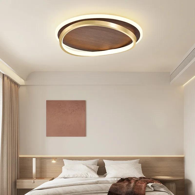 Modern LED Ceiling Light Walnut Color Chandelier For Bedroom Living Dining Room Aisle Home Decor Indoor Lighting Fixture Luster