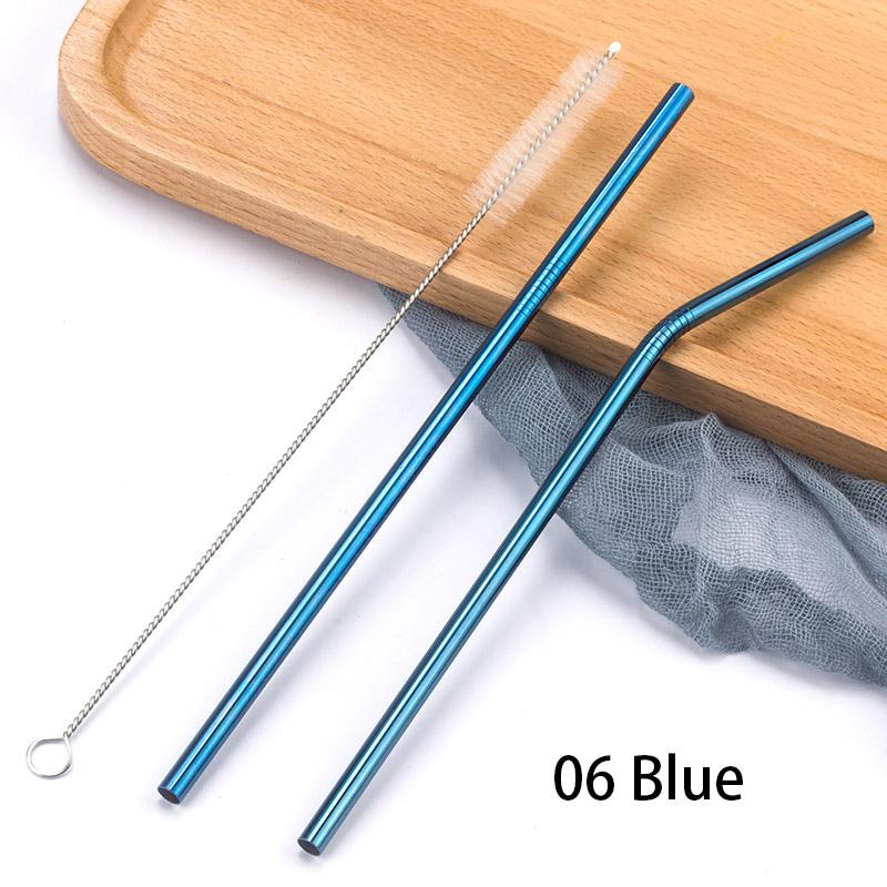 FAIS DU 304 Stainless Steel Straws Reusable Straight Bent Metal Drinking Straw With Cleaner Brush Set Party Bar Accessory
