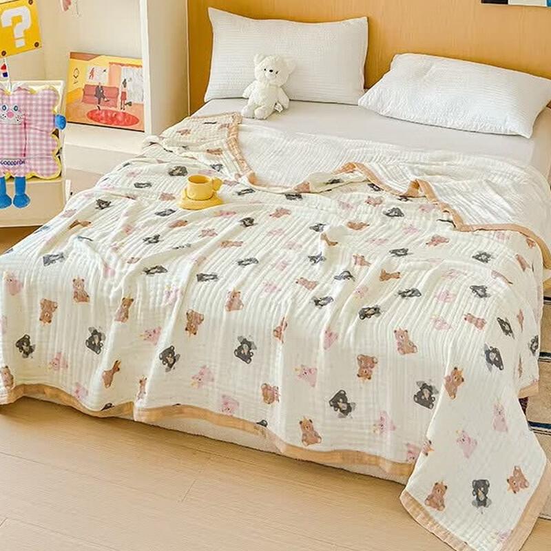 Teddy Bear Pure Cotton Six-Layer Gauze Summer Blanket