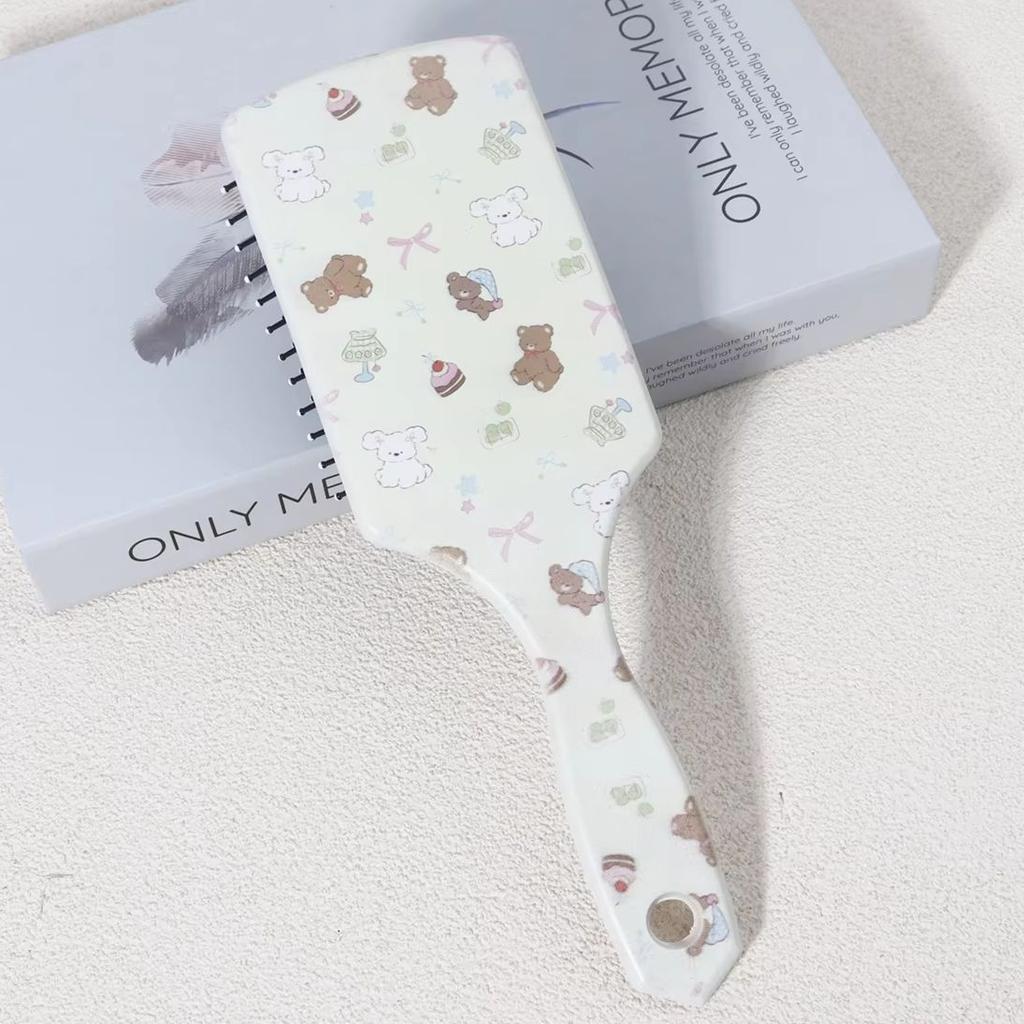 1pc Cute Teddy Bear Pattern Airbag Scalp Massage Comb, Ergonomic Handle, Gentle Knot removal,Special for Real Hair Wigs