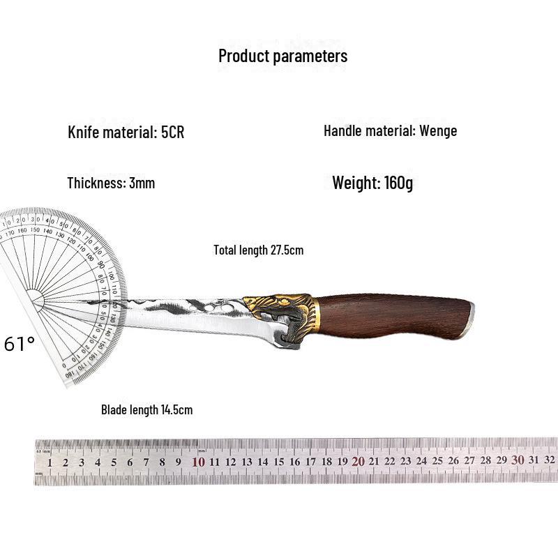 Forged Outdoor Stainless Steel Camping and Steak Knife with Leather Sheath