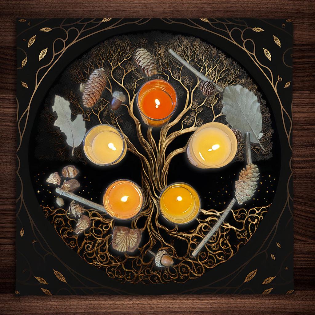 Altar Tuch Tarot Matte Tisch Tuch Hexerei Quadrat Altar Wicca Spiritueller Altar Tuch Lebensbaum 50x50cm/75x75cm