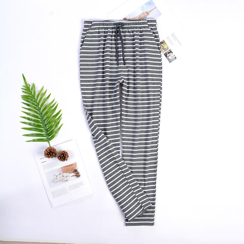 Men's Thin Pajama Pants Soft  Athletic Drawstring Stretchy Sleep Pants Loose Cotton Sweatpants with Pockets Breathable Casual Striped Home Pants Male