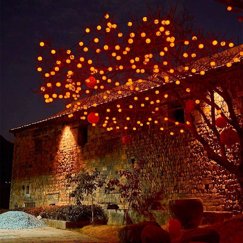 Solar Persimmon and Apple Decorative String Lights