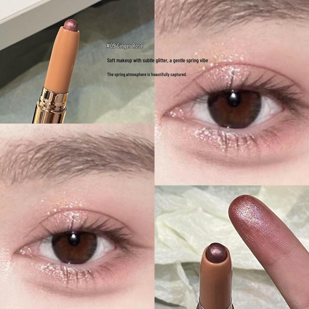 PINKYFOCUS 3D Aegyo Sal Micro-Shimmer Stick: Matte Pearl Highlight and Brightening Eyeshadow.