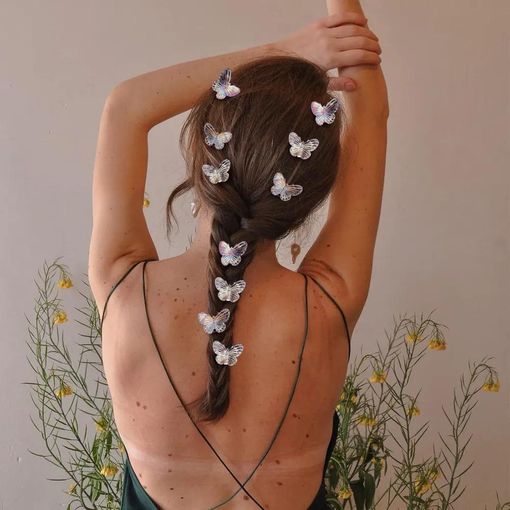 10pcs Blue Transparent Butterfly Hairpin