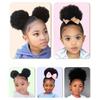 1 Pair Kids Afro Puff Ponytail Extension with Hair Tie Natural Looking Children Wrap Around Synthetic Messy Curly Hair Bun