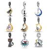 925 Sterling Silver Black Cat Moon Charm Pendant Compatible with Original Qikaola Bracelet Bangle Women Birthday Fine Jewelry Gift