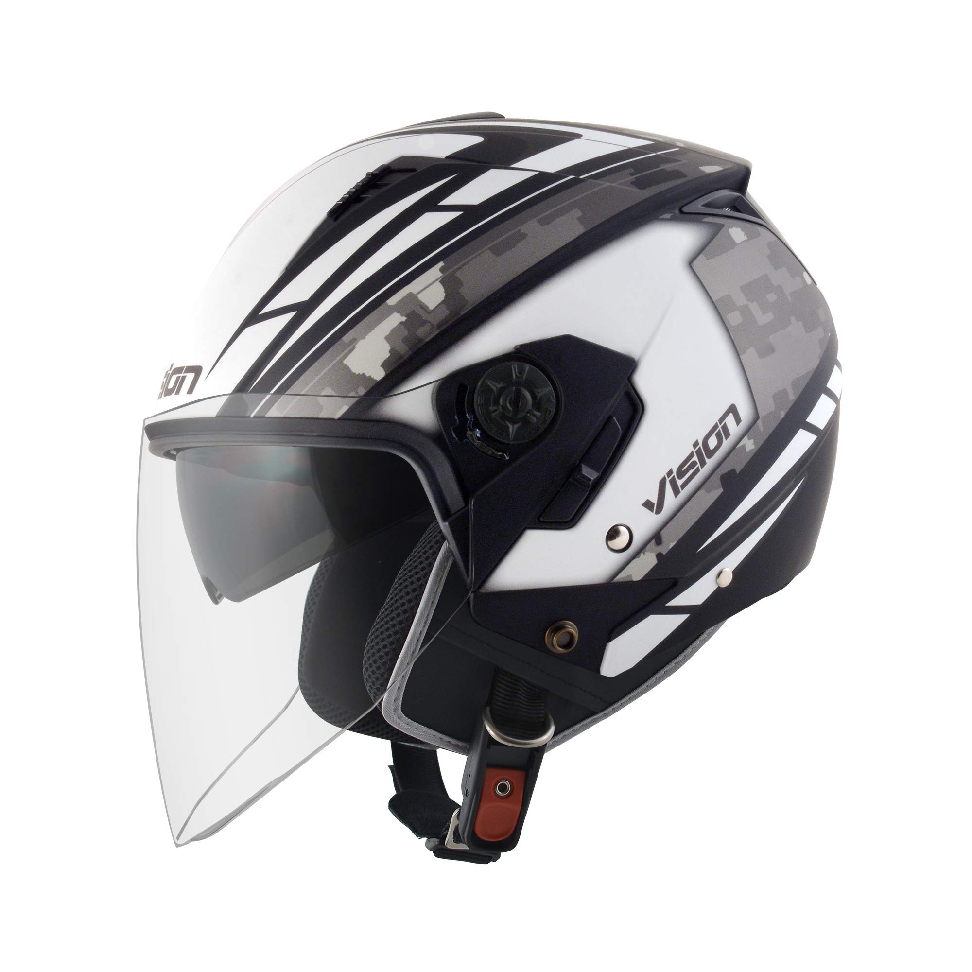 

Motorcycle Helmet Jet VISION Camouflage Matte White Free Size [Sept2] (Head Circumference 57-60cm) VSN-01