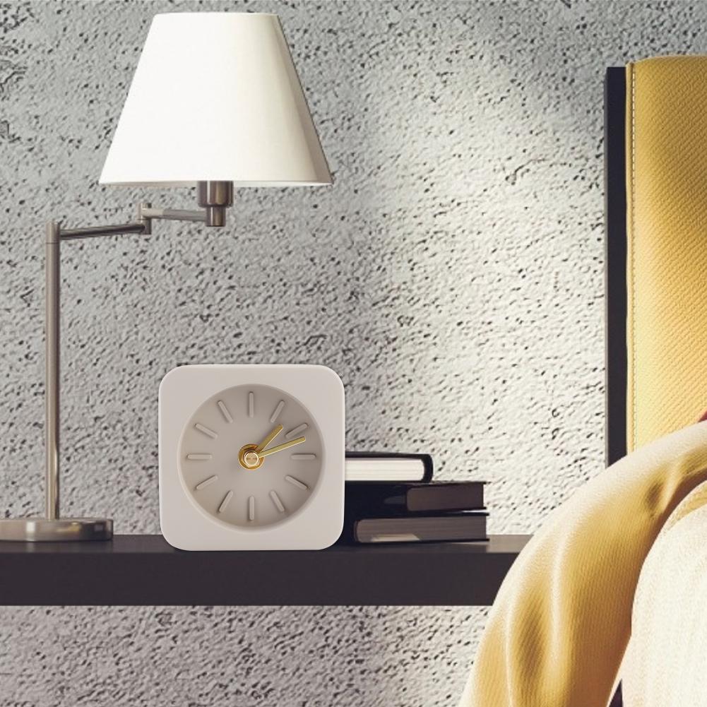 GEEKCOOK Simple Square Cement Desk Clock for Office Home Living Room Household DecorBrown