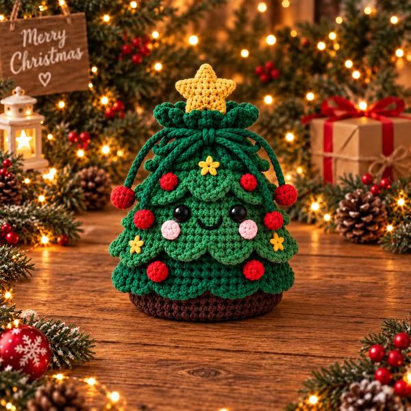 Christmas Crochet Character Gift Pouch Christmas Crochet Gift Bag