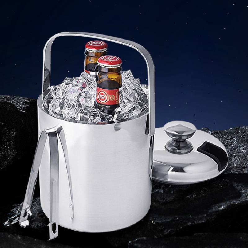 Stainless Steel Ice Bucket Double Layer Cooler For Bar Lounge Party And Wine Storage