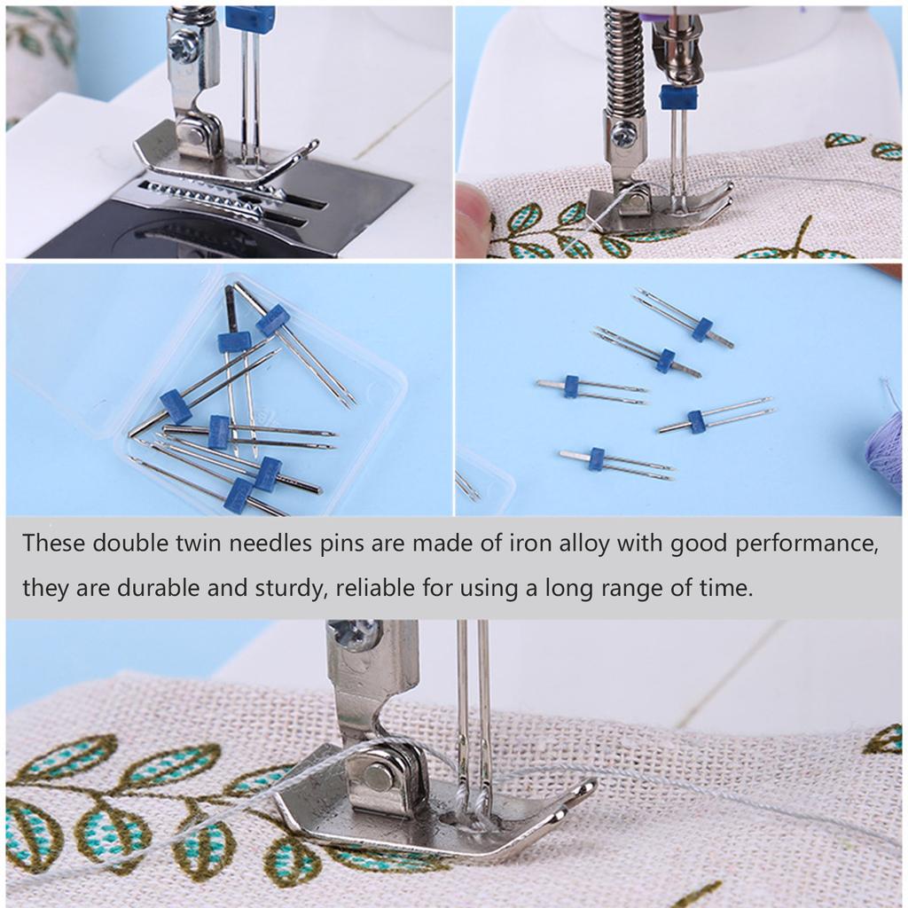 18pcs Sewing Machine Needle Double Twin Needle with Needle Threader Sewing Needle Perfect for Household Sewing Machine