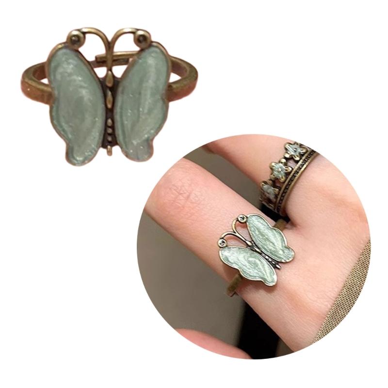 Unique Butterfly Flower Ring Retro Style Statement Pieces For Fall Winter Outfits Fashion Jewelry Gift