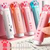 Cute Cat Paw Automatic Retractable Cartoon Eraser - Cleans Well, Leaves No Marks, Fun & Adorable for Students.