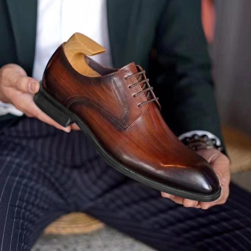 Pánské společenské boty, společenské, britské, kožené, stylové, šněrovací, originální, odolné proti opotřebení, minimalistický styl, obchodní