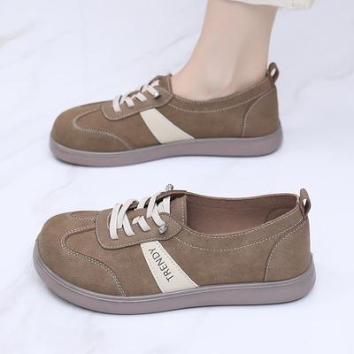 Chaussures femmes 2025 printemps nouvelle mode chaussures décontractées à semelle souple antidérapantes polyvalentes à lacets chaussures de sport à bout rond plates
