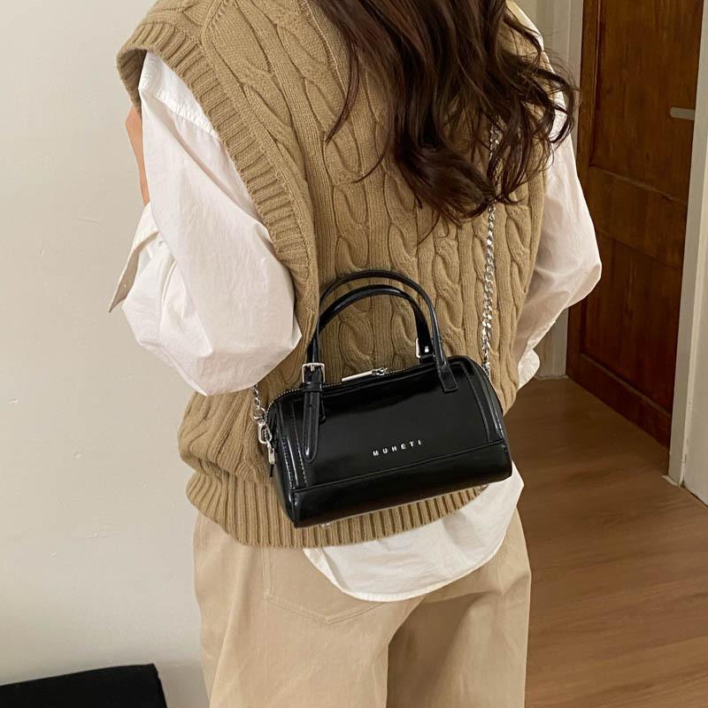 

Bag Leather Satchel With Top Handle For Daily Casual Use чёрный
