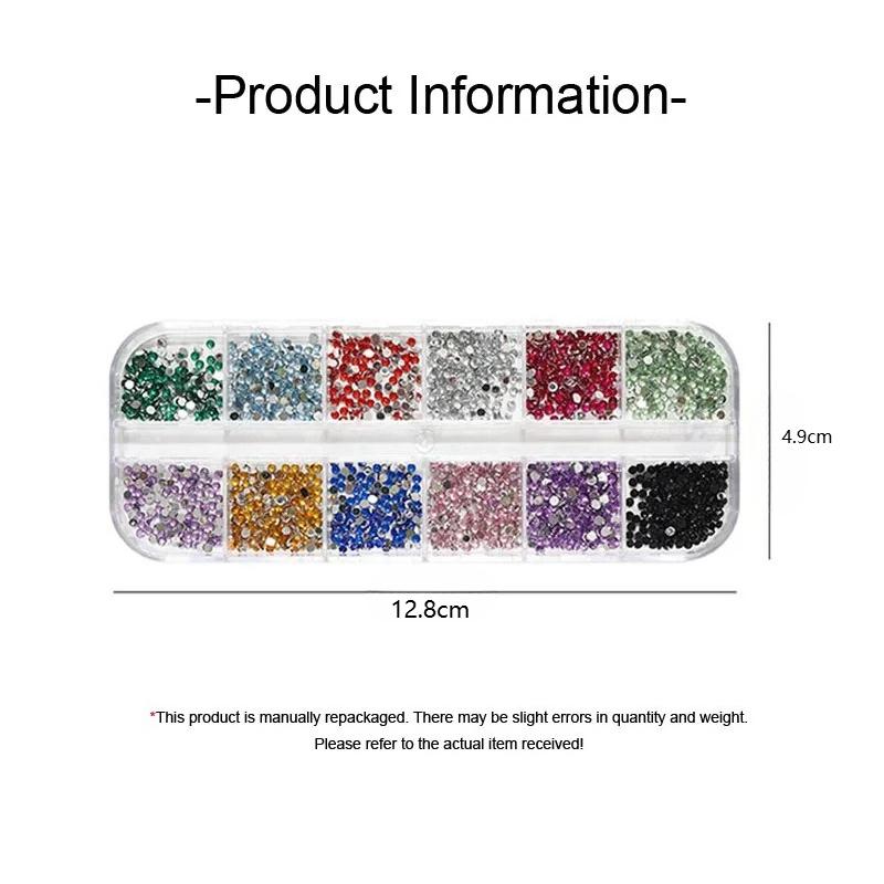 12 Grid Shimmering Crystal Nail Art Rhinestones - Flatback Gemstones for Decoration-Adorns Nails Shoes Makeup Bags SZZS05