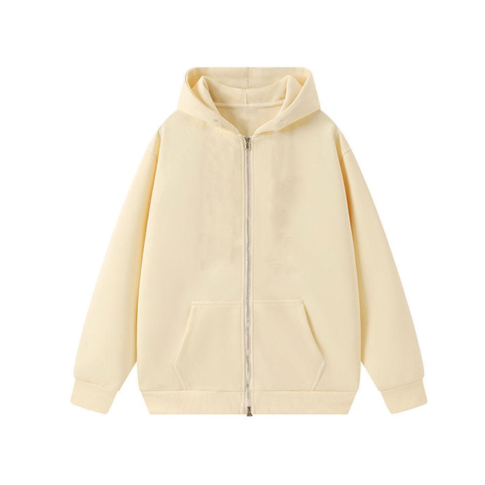 

Unisex Heavyweight 720g Cotton Zip-Up Hoodie - Solid Color, Loose Fit, Super Thick, Cardigan Style Extra Large абрикосовий