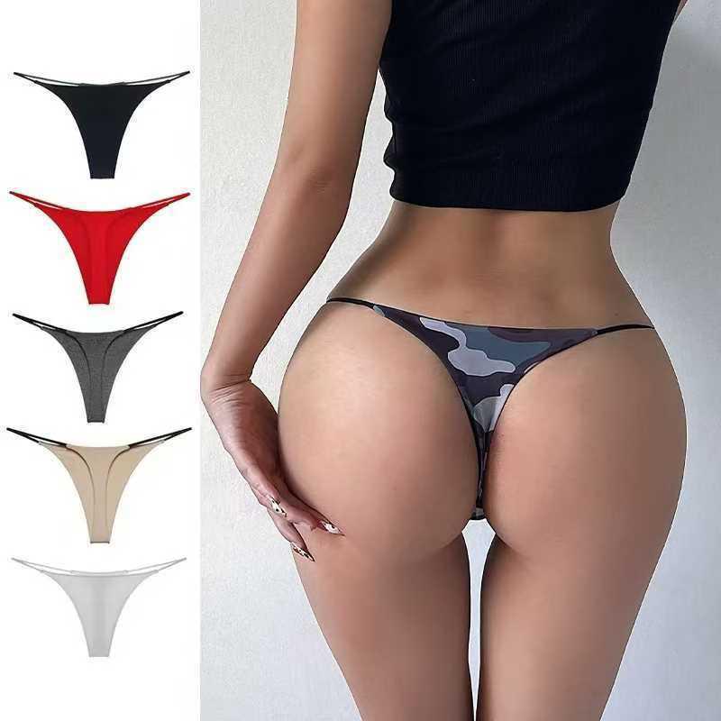 European-American Double Layer Thin Strap Printed Thong Bikini - Low Waist, T-Back Lingerie & Fitness Wear
