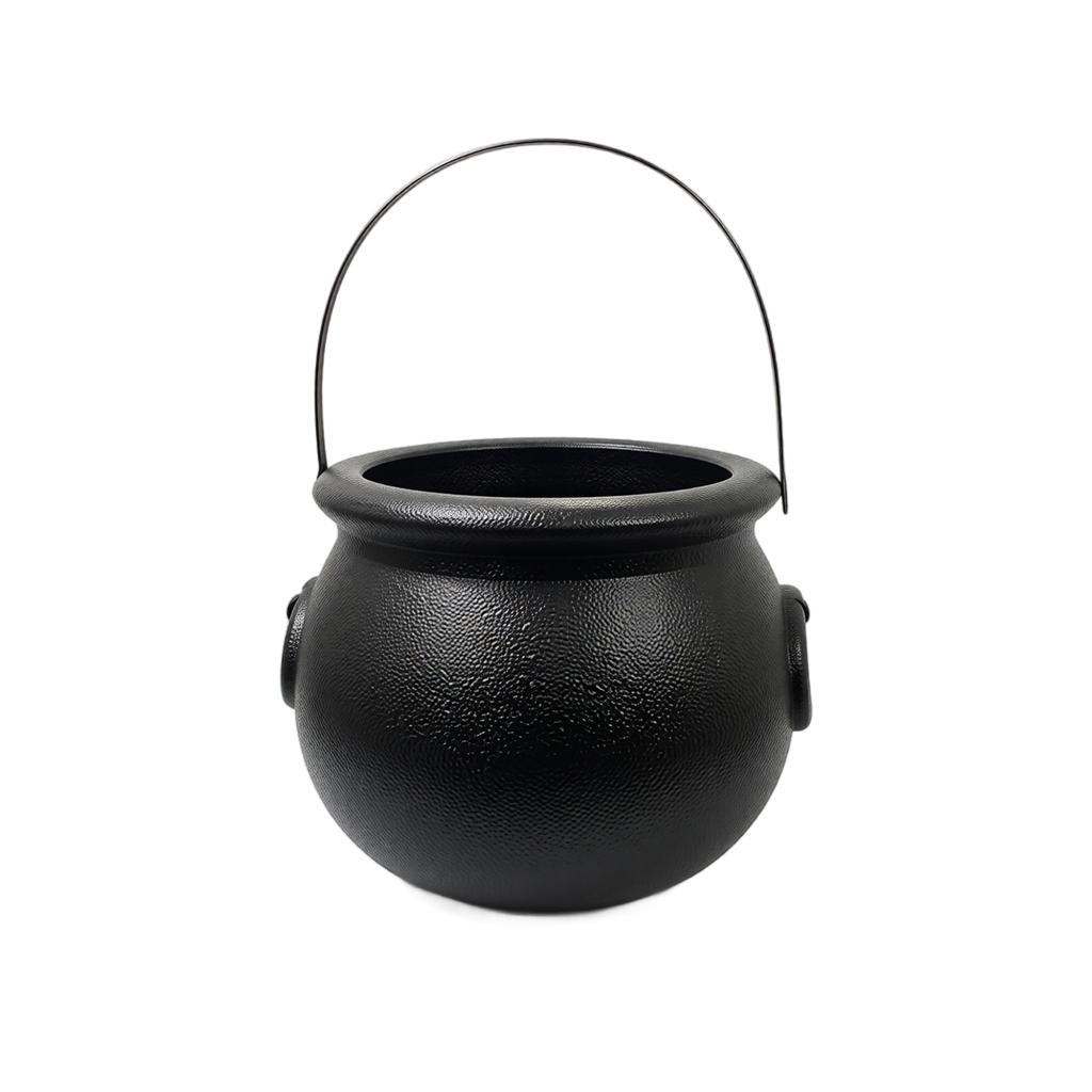 22cm Halloween Candy Bucket with Witch Cauldron Design and Handle Decorative Plastic Basket Suitable for Party Gifts and Holiday Decorations