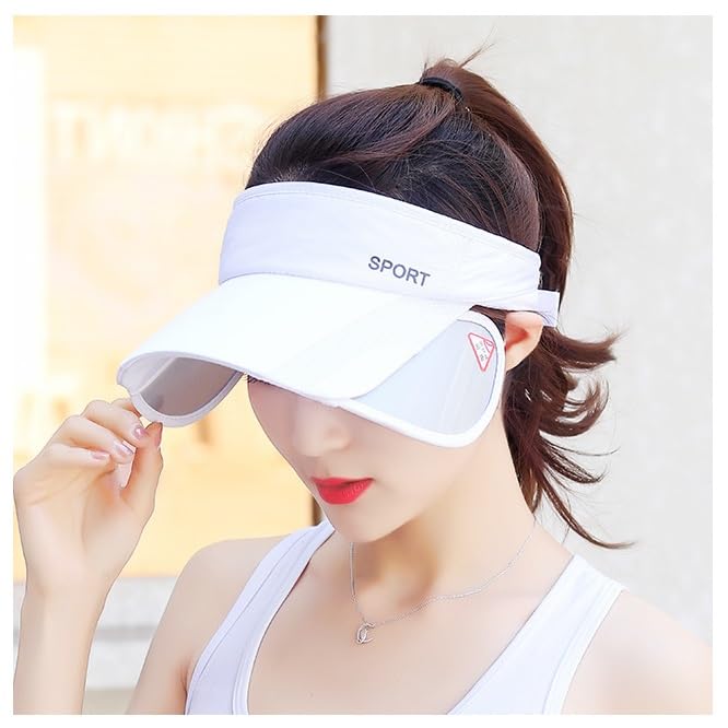Sun Adjustable Size UV Protection [LAC NA] Women's Visor, Brim, Extendable, Adjustable, Hat, Shade, (Black)